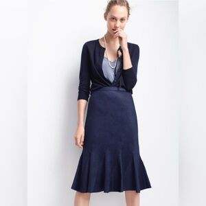 J Crew Navy Fit and Flare Midi Skirt Size 8